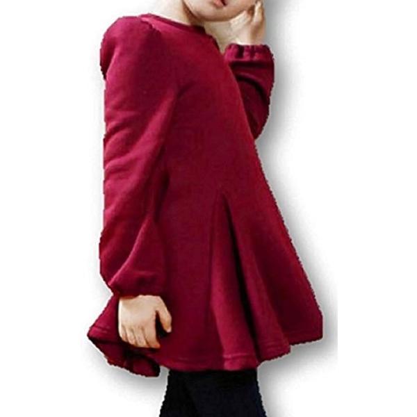 アスペルシオ キッズ ガールズ 長袖 シンプル バック リボン ワンピース 140 セットアップ レッド こども フォーマル キッズワンピ 子供服 厚手
