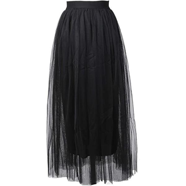 スカート ロングスカート チュール レース レディース 78cm 抜け感 ブラック ふんわり 再販ご予約限定送料無料