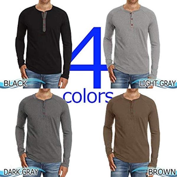 ラグラン ロンt メンズ 長袖 無地 Tシャツ カットソー 完売 ストレッチ ライトグレー ボタン 2xl デザイン シンプル ライト ロング