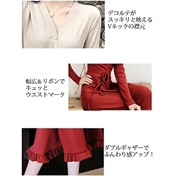 ロング ワンピース 薄手 リブ生地 長袖 レディース かわいいワンピース ドレス 贈物 ブラック レトロ ニット Xl 可愛い 春 森ガール 黒