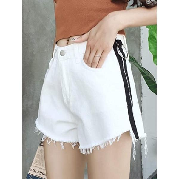 ショート パンツ デニム ダメージ 上品 切りっぱなし ジーンズ ショートパンツ レディース 春 ショーパン白 白ショートパンツ 白xl 白デニム