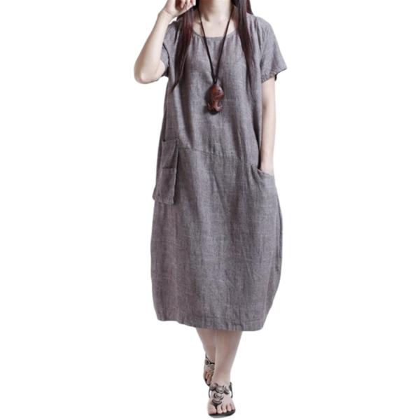 マキシ ワンピース サマー ドレス ゆったり 部屋着 大人気 リゾート 涼しい L ナチュラル コーヒー コットン