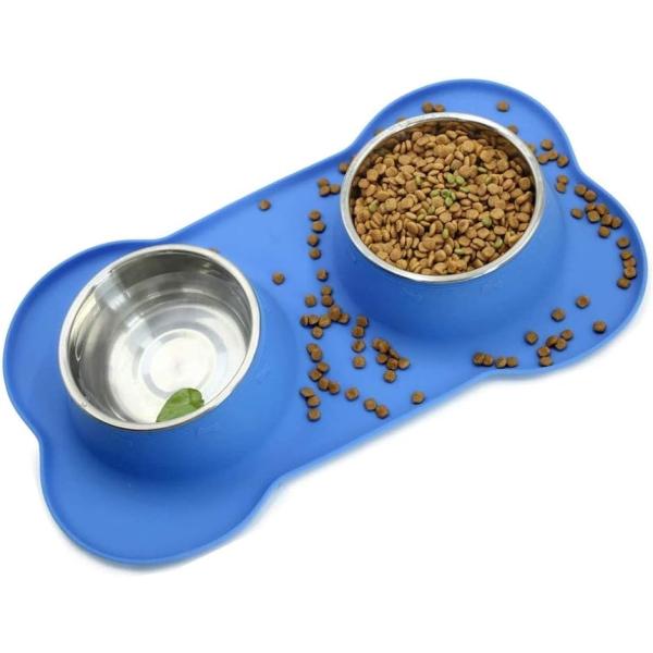 フードボウル 犬 猫 エサ入れ 皿 ペット用品 シリコン こぼれ防止 ステンレス 全店販売中 ブルー