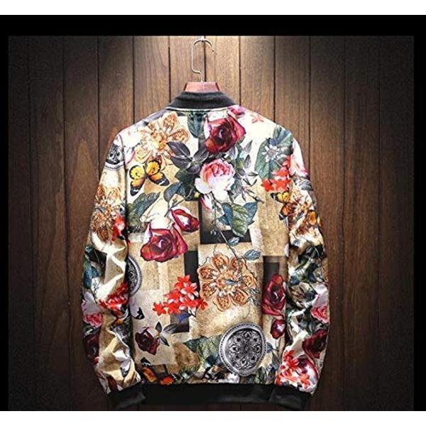 アスペルシオ フラワー デザイン スカジャン 長袖 メンズ ながそで 長そで L ブルゾン 送料無料限定セール中 そであり 和柄 袖あり アウター ベージュ