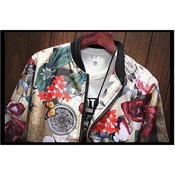 アスペルシオ フラワー デザイン スカジャン 長袖 メーカー公式 メンズ ながそで 長そで ベージュ L ブルゾン 袖あり 和柄 そであり アウター