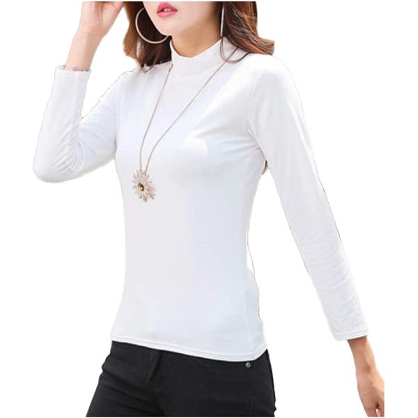 ハイネックインナー レディース 春 長袖 Tシャツ Xl オフィス カジュアル ホワイト カットソー 価格 交渉 送料無料