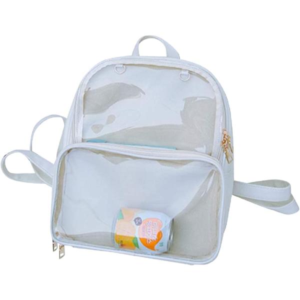 痛バッグ 痛リュック 2段 ビニール メッシュ ポケット キャンバス地 リュックサック 缶バッジ 見せバッグ イベント用 ホワイト Dejapan Bid And Buy Japan With 0 Commission
