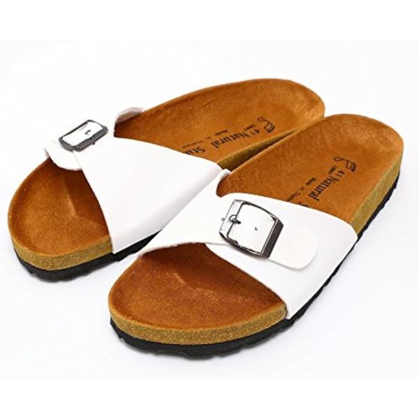 歩きやすい サンダル メンズ レディース兼用 コンフォートサンダル Puレザー 41 1 A Type ホワイト 26 5