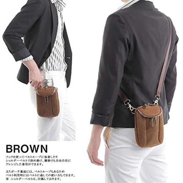 本革 レザー ショルダーポーチ ベルトポーチ 訳あり商品 ウエストバッグ ブラウン レディース メンズ バイク 旅行