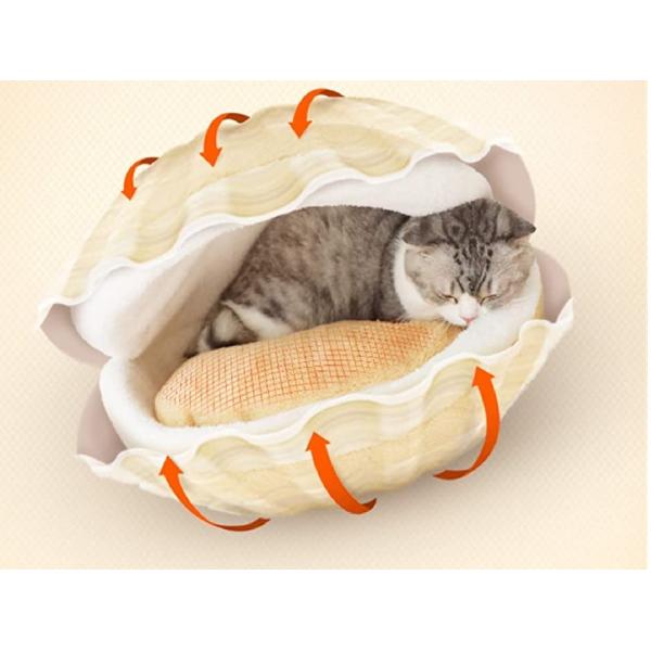 シェル 貝型 猫 犬 ベッド ソファー ペット用寝袋 無料 保温 ペットハウス 防寒 ｓ ドーム型