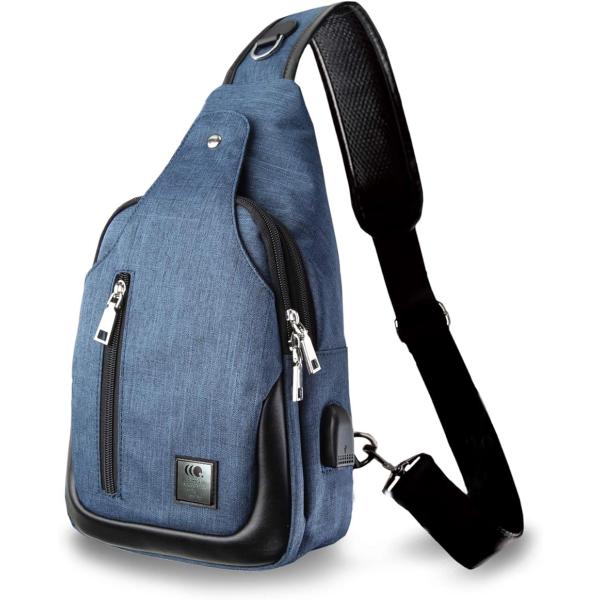 他サイト： ショルダーバッグ ボディバッグ 斜めがけ 軽量 防水 大容量 メンズ レディース 5.ブルー( 055.ブルー（USB無し）)の商品画像