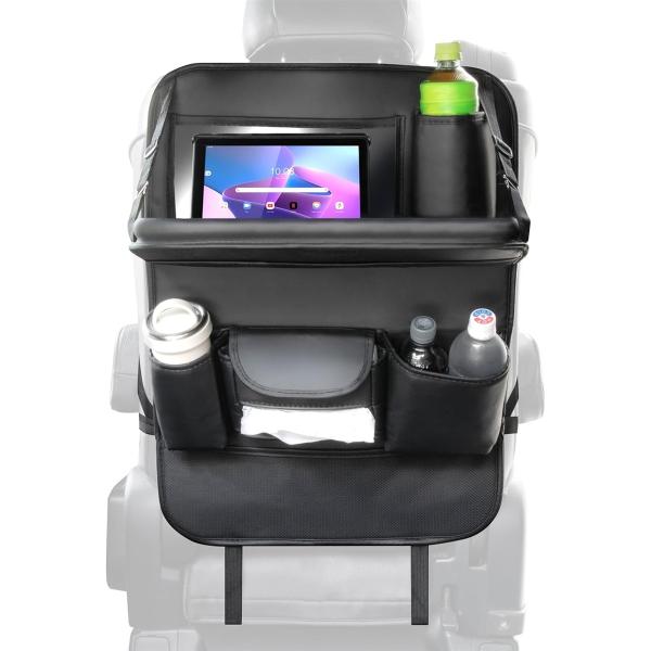 他サイト： シートバックポケット もう車内散らからない タブレットホルダー 後部座席 キックガード 車用品 便利グッズ 収納(ロング(テーブル付))の商品画像