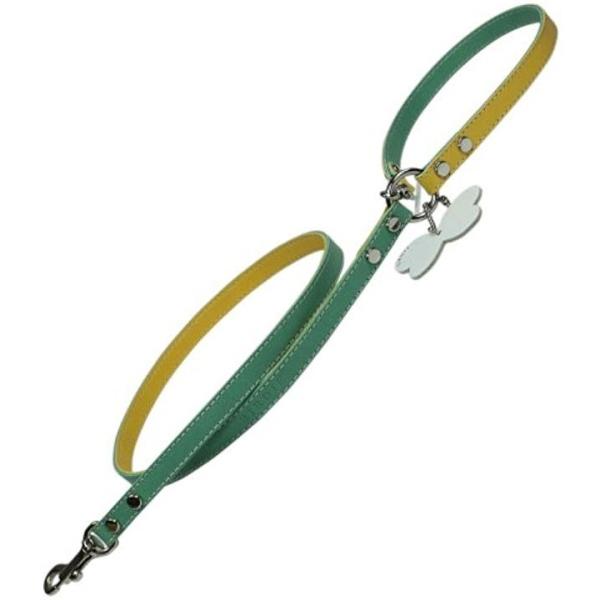 小型犬カフェタイプ革リード カラフルレザーバイリードsサイズ 1610 グリーン S