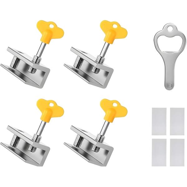 他サイト： 窓ロック サッシロック ウインド ストッパー 防犯 補助錠 防護 子供転落防止 4個セット(シルバーダブル,  60x25mm)の商品画像