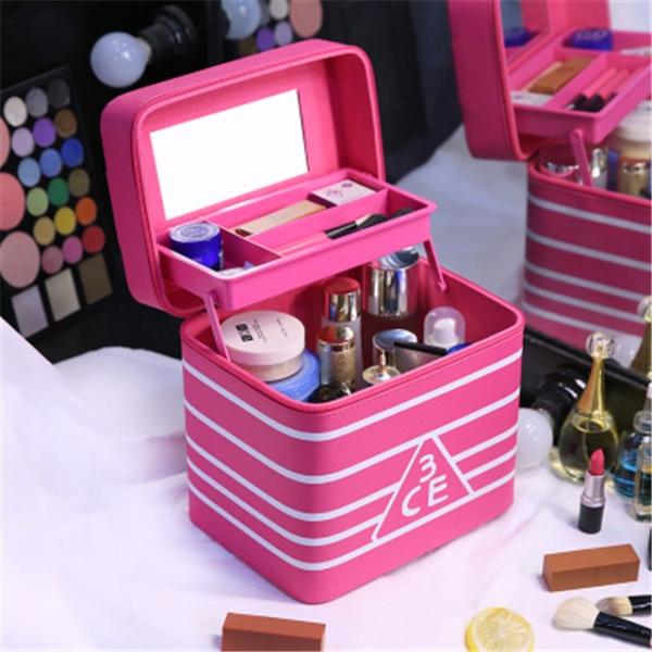 4color！3CE/3ceメイクボックス コスメボックス 鏡付き 雑貨 小物入れ 持ち運び可 大容量 アクセサリー 収納 化粧品 ジュエリー