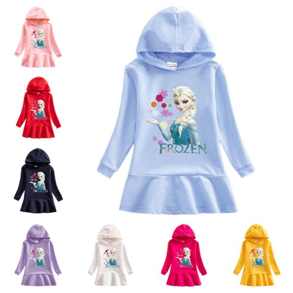 ディズニー アナと雪の女王 エルサ柄 ワンピース ブランド激安セール会場 長袖 子供服 女の子 プリンセス ガールズ フード付き