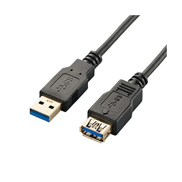エレコム USBケーブル 延長 USB3.0 (USB A オス to USB A メス) スリム 1m ブラック USB3-EX10BK