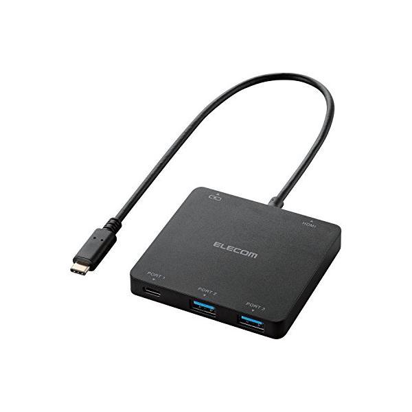 エレコム USB3.1 Type-C ハブ 3ポート(A×2/Type-C×1)+HDMI出力+PC充電用Type-C×1 バスパワー MacB