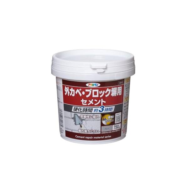 アサヒペン セメント系補修材 外カベ・ブロック塀用セメント 750g C012グレー系 コンクリート面 壁用 ひび割れ補修 穴補修 日本製