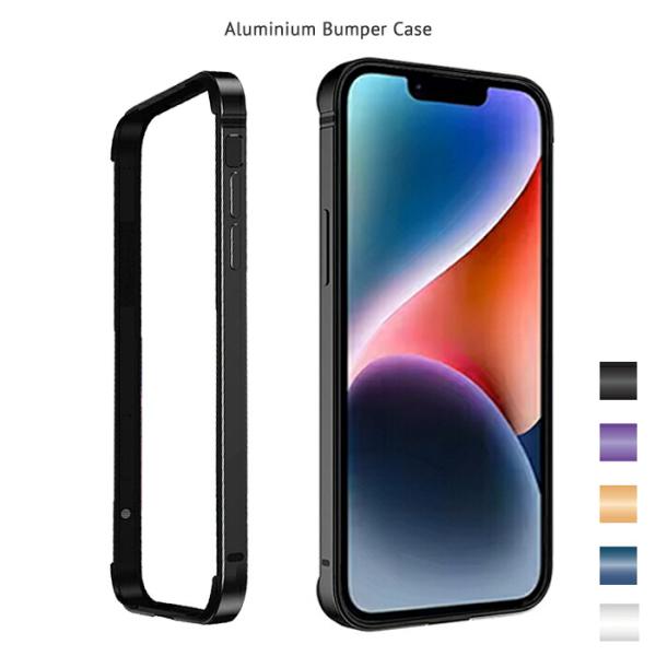 レンズ保護 側面保護 iPhone14Plus バンパーケース アルミフレーム 金属 メタル 軽量 衝撃吸収 フレームケース 薄型 ストラップホール付