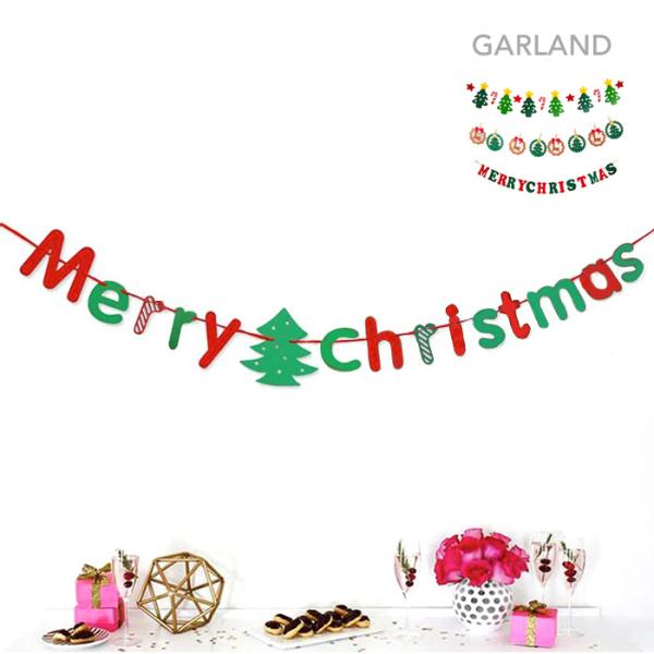 『Merry Christmas』 アルファベット（不織布）×各1文字アルファベット（M）：15×16cm全部並べた長さ：210cm※アルファベットの文字は形によってサイズは異なります。予めご了承くださいませ。