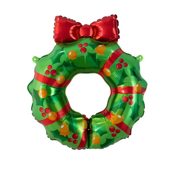サイズ62cm×65cm※膨らませる前の平置きサイズです。商品説明クリスマスパーティーの飾りには欠かせないデコレーションバルーンカラフルな配色がポップで可愛いリース型。中央は空洞になっているので、壁やドアに飾りやすく、存在感抜群。ヘリウムガ...