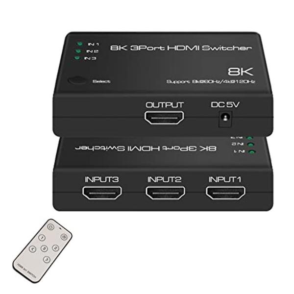 ES-Tune 8K HDMI切替器 8K@60Hz 4K@120HZ 3入力1出力 リモコン対応 HDMI2.1 HDMIスイッチ 自動切  :20220827164042-00133:セブンワイ 通販 