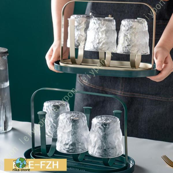爆買　商品の説明製品：カップホルダー＝約27.5*6*19 cm、トレイ＝30.5*17 cm、カップ＝8.9*9.2 cm（310 ml）、具体的な製品は画像説明をご覧ください。カップホルダー、ガラス、容器の乾燥ラックとして使用でき、保管...