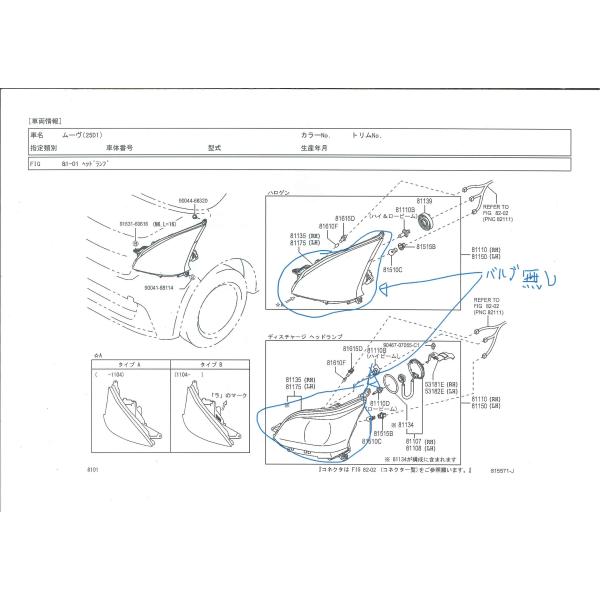 ムーヴ ムーブLA100S＿110 カスタム LED車用 ヘッドライトユニット L