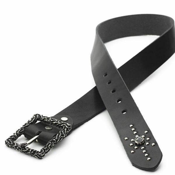 S'FACTORY 革ベルト 4cm幅 栃木レザー ジェムストーンベルト ブラック