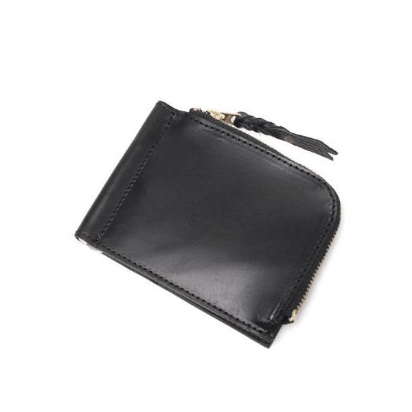 ブラックレザー マネークリップ ロゴ入り sfactory_sw4301