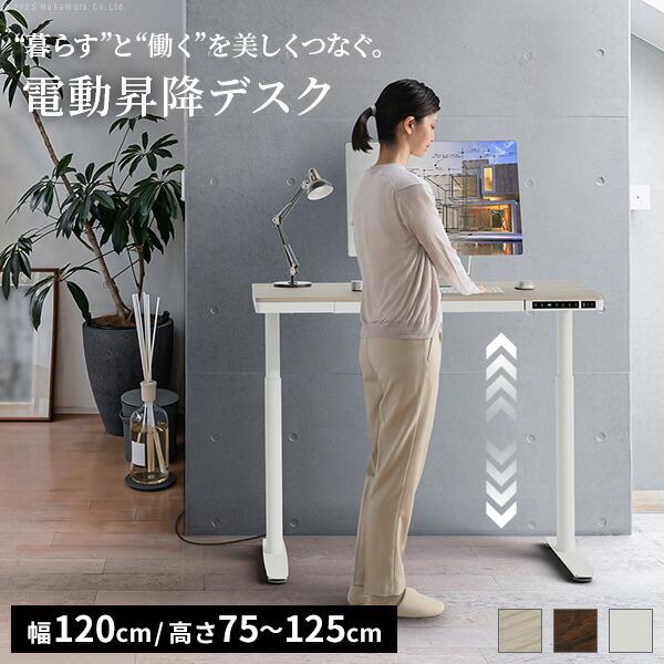 机・テーブル 電動 昇降デスク スタンディングデスク 幅120cm 高さ
