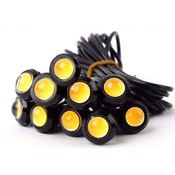 牛目 黒枠 白光 丸型 デイライト ボルトタイプ 埋め込み LED 12v 23mm 10個セット 送料無料 即日発送