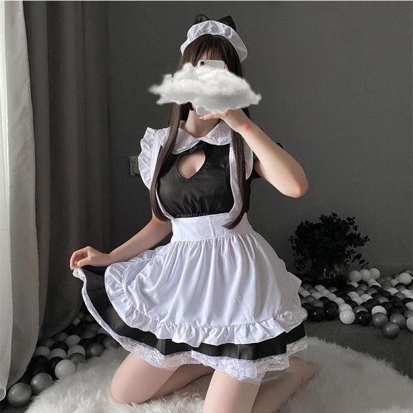 メイド服 コスプレき コスチューム 猫 メイド 魔女かわいい エプロン 黒 レディース ドレス レース 可愛い パーティー変装 大人ハロウィン衣装