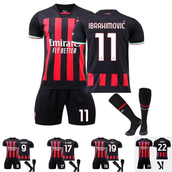 ACミラン 22-23 レプリカサッカーユニフォーム 大人用?子供用 上下セット ソックス付き