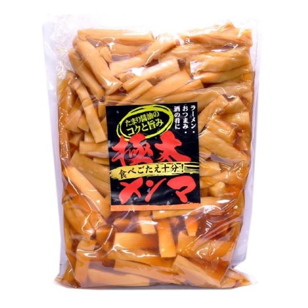 極太味付けメンマです。ラーメンのトッピングに  メンマはしゃくしゃくとした食感が特徴の中華食材です。日本では中華料理というよりは、ラーメンの具材やお惣菜として有名です。本商品は醤油ベースに味を付けた極太メンマです。ラーメンのトッピングに人気...
