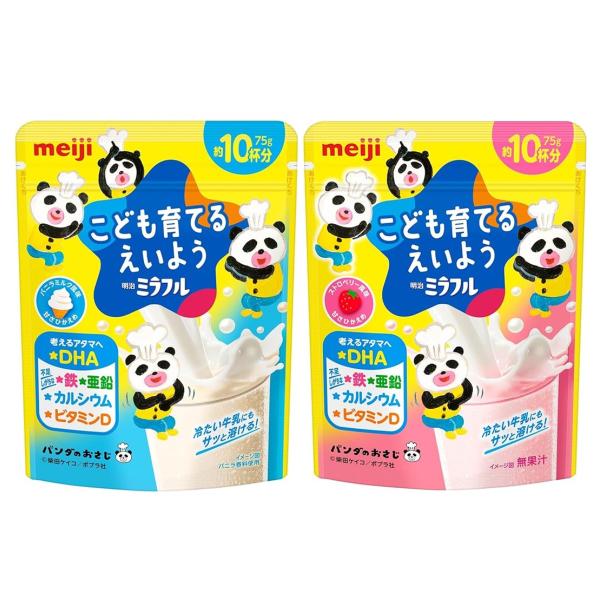 明治 ミラフル バニラミルク風味  ストロベリー風味 2種 アソート セット となります。・幼児期の成長に重要な栄養素（鉄・亜鉛・カルシウム・ビタミンD）と、これからたくさんのことを学ぶ幼児期に大切なDHAを配合しました。・牛乳に溶かして飲...