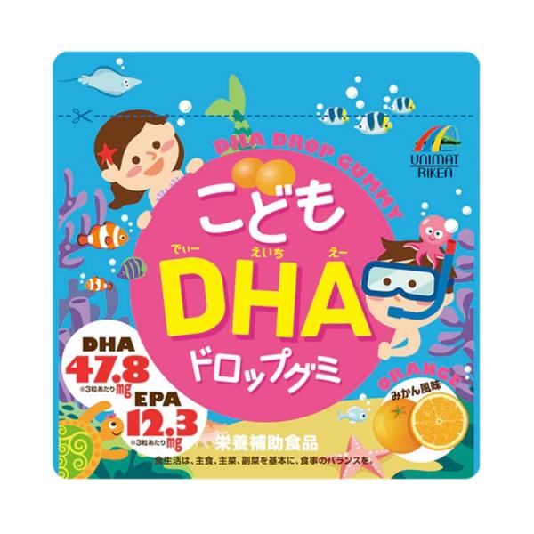 「こどもDHAドロップグミ 90粒」は、おいしいみかん風味の味付けのDHAドロップグミです。3粒あたりDHA47.8mg、EPA12.3mg配合。お子様をはじめ、大人も安心して召し上がっていただける食べやすいサイズのグミタイプのサプリメント...