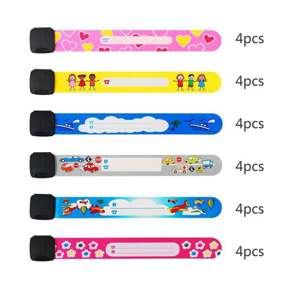 インフォバンド Kakoo 迷子札 24枚 6色多種類図案 リストバンド 新生児idバンド かわいい 迷子用バンド 調節可能 防水 迷子対 Sagaretxe Net