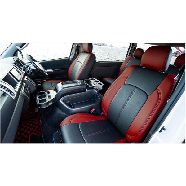 エセックス(ESSEX) CRS シートカバー ブラック×レッド 200系ハイエースバン・スーパーGL :essex-7753:エスエイチカンパニー 通販 LUXUR-SPOLT本革 シートカバー ハイエース (6人乗り)にお勧め! 200系 バン系 H16 08→H28 05 品番:2108