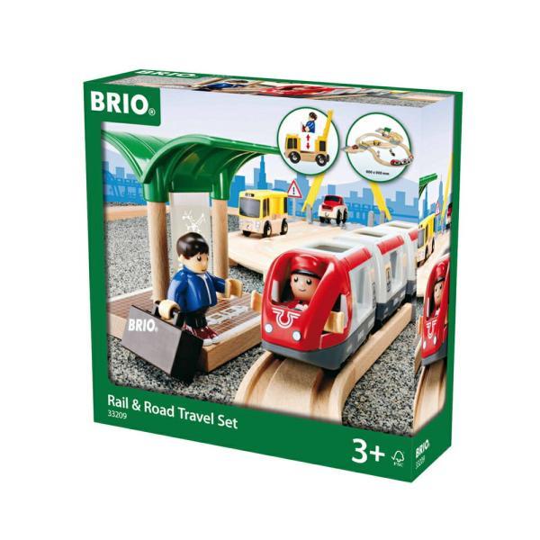 ブリオ他木製レールと電車セット BRIO ブリオ WORLD レール&ロードトラベルセット 全33ピース 対象年齢