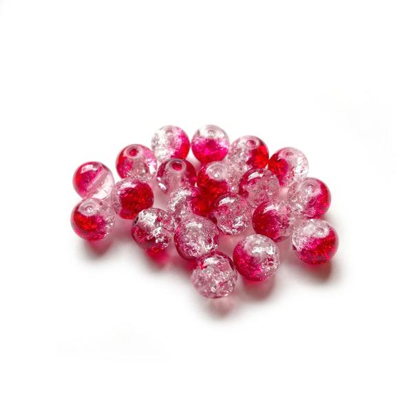 アクセサリーパーツ 手芸 ハンドメイド ガラスビーズ 丸 両穴 クラック カラー 8mm 40個セット