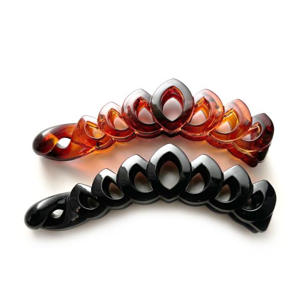 ヘアクリップ バナナクリップ 黒 茶 2個セット (D)