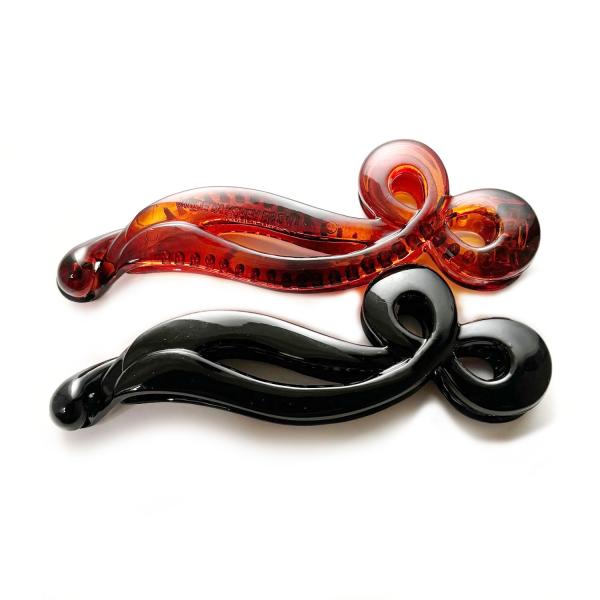 ヘアクリップ バナナクリップ 黒 茶 2個セット (C)