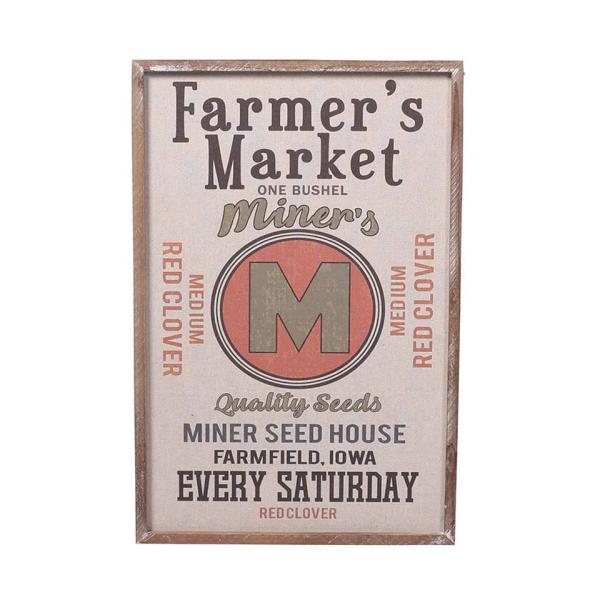【CANVAS ART】FARMER’S MARKET／天然木 レトロ アンティーク ビンテージ調 アメリカン 古木風 ナチュラル オフィス 店舗ディスプレイ 英語 ベージュ ダルトン