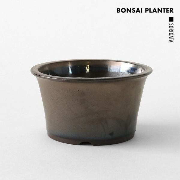 尾張焼 瀬戸焼 青磁 金彩 六角 盆栽鉢 盆栽 植木鉢 BONSAI PLANTER【 SORIGATA 】 ブロンズ Φ16.5cm×H9cm 陶器 植木鉢 ウ