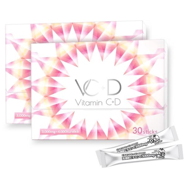 高濃度ビタミンC 高濃度ビタミンD 2セット ビタミンC サプリ 3000mg ビタミンD 4000IU ビタミンC 高濃度