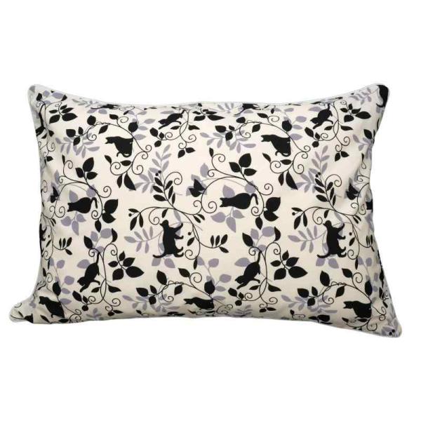 CAMEL PALMS 日本製 綿100％ 枕カバー 適度な厚さの生地 43×63cm ファスナー式 ピローケース 黒猫 アイボリー