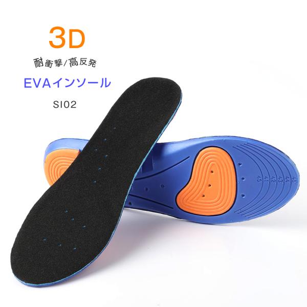 衝撃吸収 3Dインソール 靴 中敷き スニーカー ランニング 革靴  ビジネスシューズ メンズ レディース 低反発インソール 立ち仕事 ウォーキング 足裏 痛み ブルー