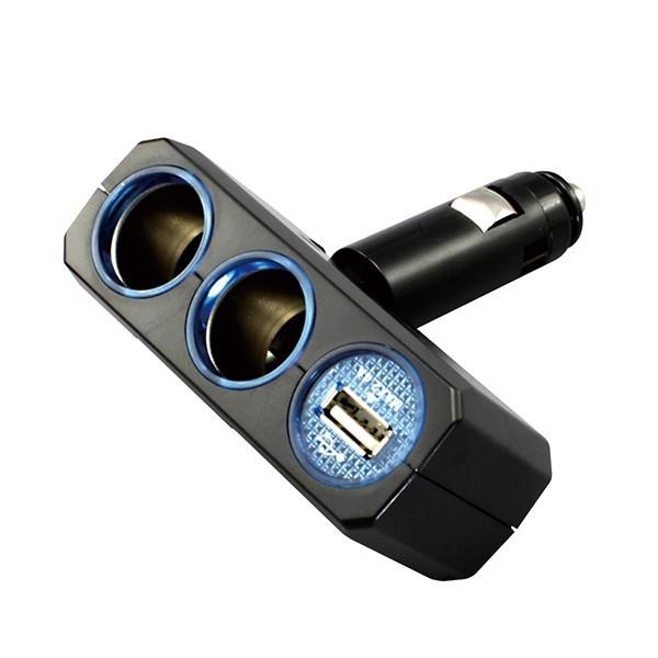 PZ-706 リングライトソケット ディレクション ツイン＋USB 2.4A 充電 DC12V用 2連シガーソケット アクセサリー トラック・カー用品